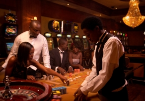 Playing at a roulette table in Florida casino